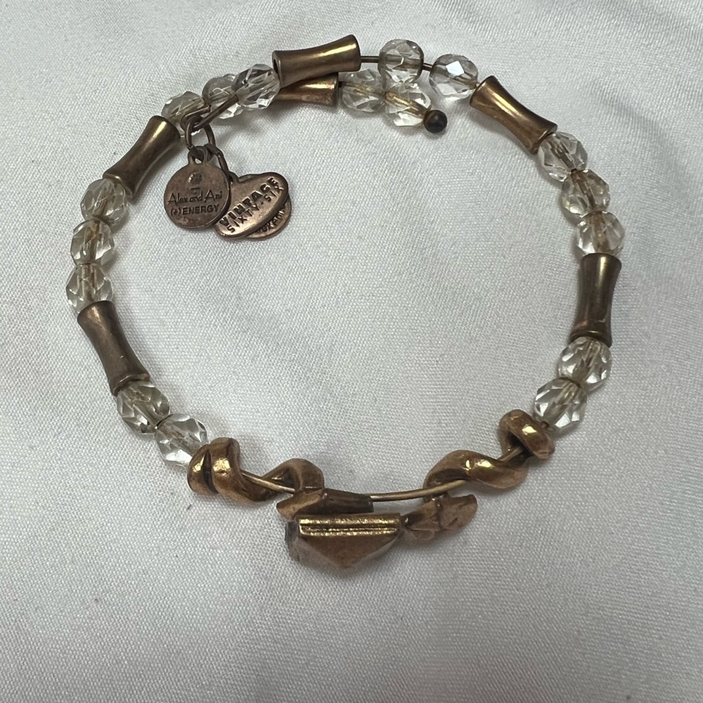Alex & Ani vintage sixty-six antique gold tone wire wrap bangle bracelet